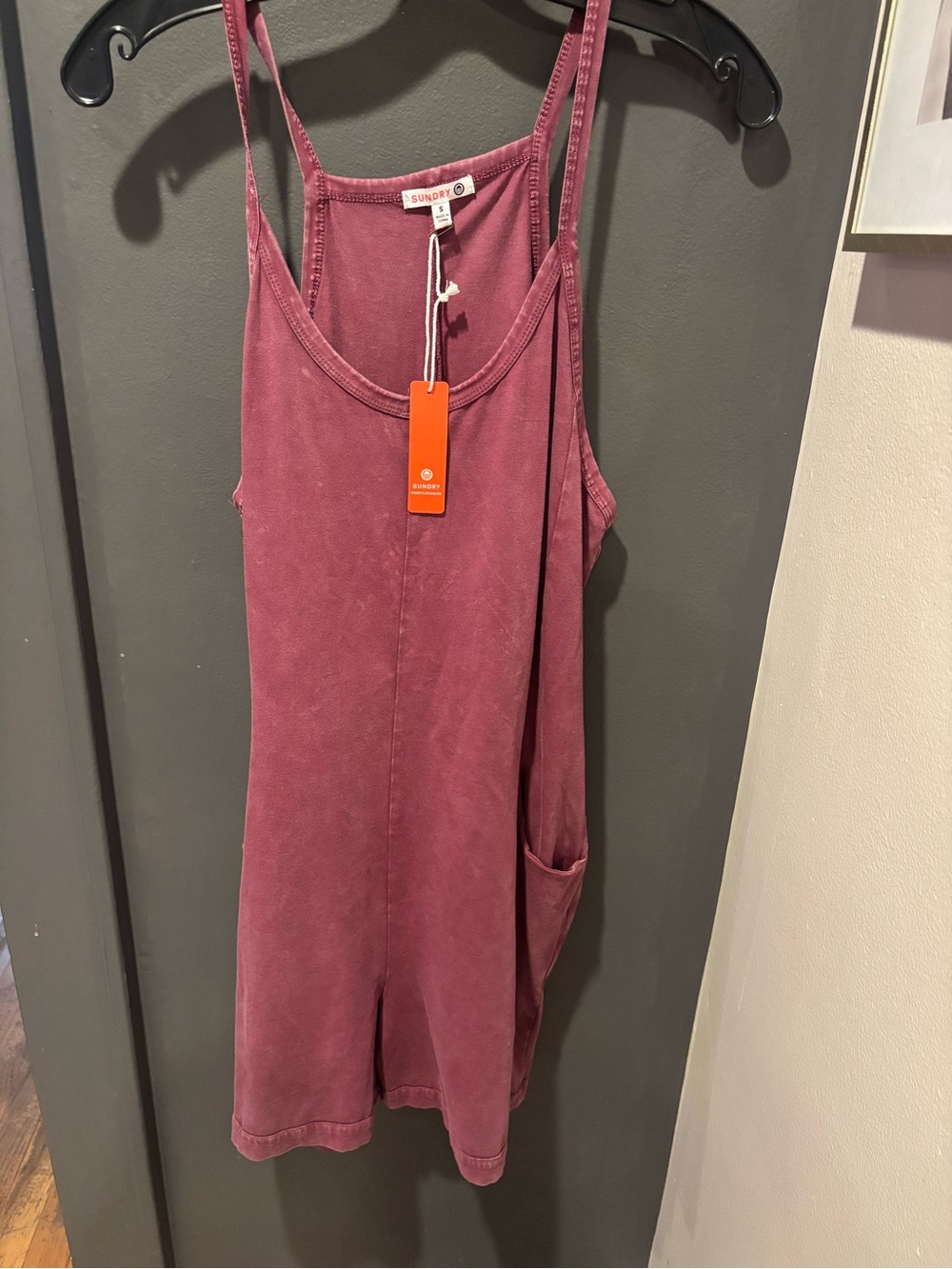 Sundry Rose-Mauve Tank Romper with Side Pocket